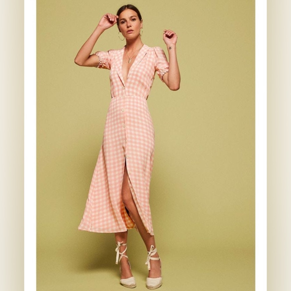 Reformation Pink Gingham Dress
